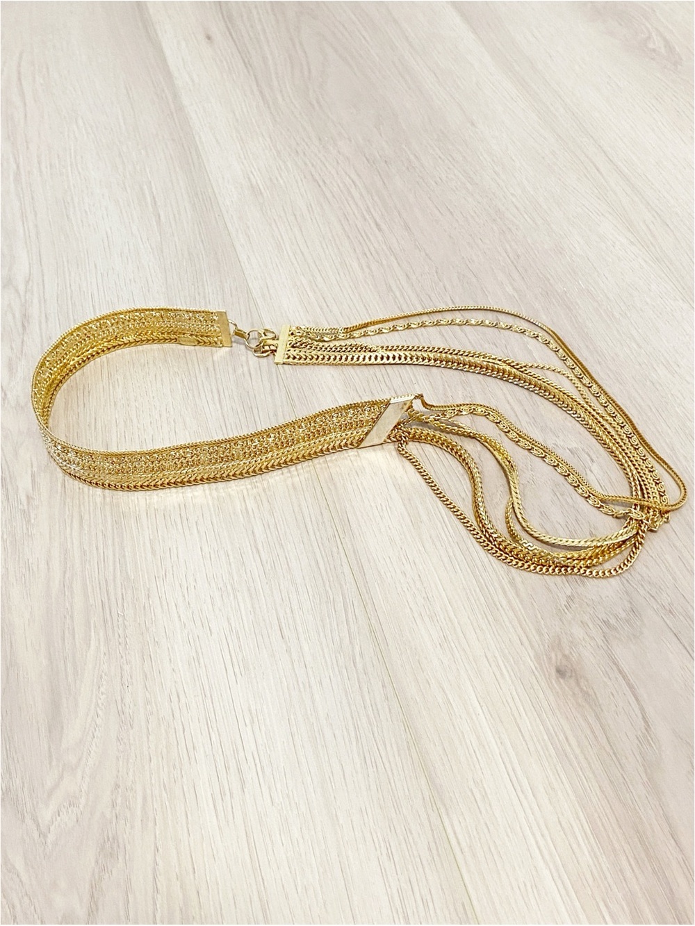 Authentic vintage 1980s or 1990s NANNI Milano multi-strand gold metal mesh belt